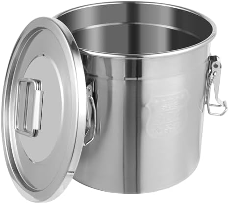 5.5Gal 304 Stainless Steel Airtight Canister,Metal Bucket Large Stainless Steel Canisters - Locking Clamp & Airtight Lids - Dog Food/Bird Seed/Coffee Storage Container by YPCDTL01