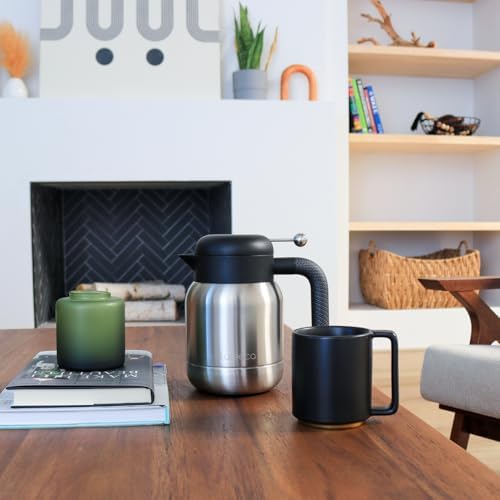 Aura Thermal Coffee Carafe Tea Pot for Keeping Hot & Iced Cold - Vacuum Insulated - Water Pitcher - Beverage Dispenser - Leakproof Cool touch handle - BPA Free - 1 Liter - Stainess - Image 6