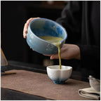 1-8PCS Glaze Matcha TeaSet With Strainer Spoon Bowl Reusable Whisk Holder Set(5PCS-GN) - Image 3