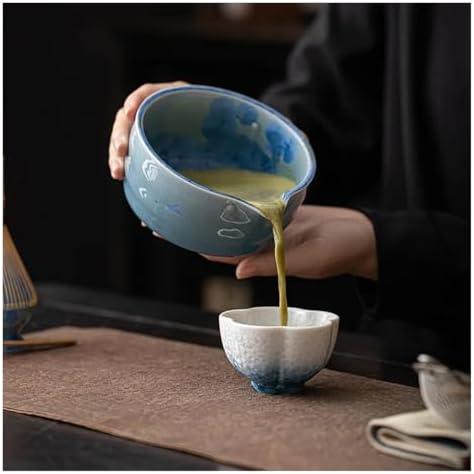1-8PCS Glaze Matcha TeaSet With Strainer Spoon Bowl Reusable Whisk Holder Set(5PCS-GN) - Image 3