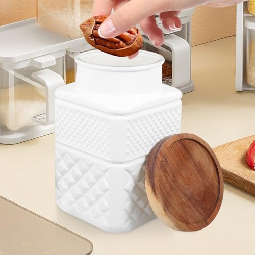 2 Pack Glass Tea Canisters with Wood Lids, 1800ml Food Storage Jars - Image 6