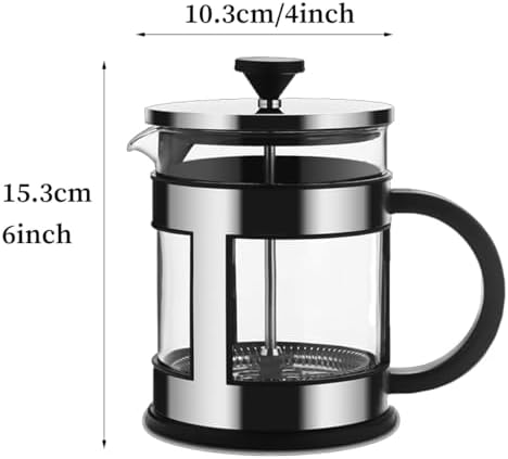 French Press Coffee Maker Insulated Borosilicate Glass Carafe With 3-level Disassemble Filters, Stainless Steel Filter/Plunger Assembly, Easy To Clean(600ml) - Image 6