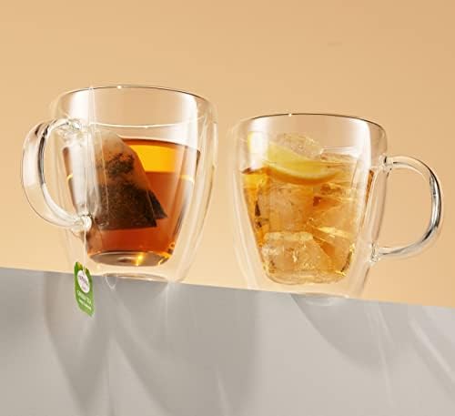 Godinger Coffee Mug Set, Glass Coffee Mugs, Double Wall Insulated Glass Coffee Cups, Espresso Cups, Tea Cup - 13.5oz, Set of 2 (Pack of 2) - Image 4