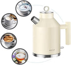 ASCOT Electric Kettle, 1.5L Stainless Steel Interior, 1500W, Cream - Image 2