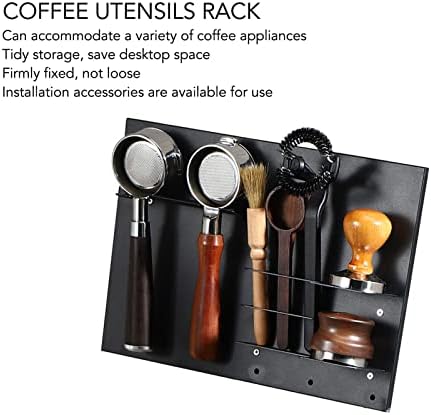 Coffee Tools Wall Mounted Rack, Iron Space Saving Coffee Handle Storage Holder with Installation Accessories for Cafe (Black) - Image 3