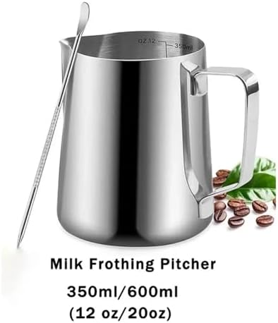 350ml/600ml (12oz/20oz) Stainless Steel Milk Frothing Pitcher Steaming Pitchers Coffee Latte Art Jug Cup with Pen(600ml (20 oz)) - Image 3