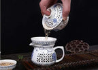 Blue-and-white exquisite ceramic teapot kettle tea cup hollow out porcelain tea set chinese handmade tea set drinkware-K10 pcs (I10 pcs) - Image 6