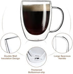 Aurzen 4 Pack Double Walled Glass Coffee Mugs with Handles, Large Insulated Layer Coffee Cups, Clear Borosilicate Mugs, Perfect for Cappuccino, Tea, Microwave Safe - Image 2