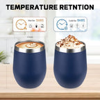 StarSpeed 12oz/6 Pack Insulated Wine Tumbler with Lid,Navy Blue - Image 2