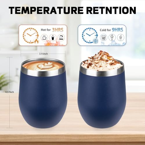 StarSpeed 12oz/12 Pack Insulated Wine Tumbler with Lid,Navy Blue - Image 2