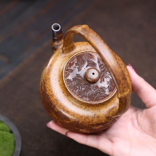 Tea Pot Household Mountain View Ceramic Teapot Creative Hand-carved Tea Infuser Teapot for Infuser - Image 5