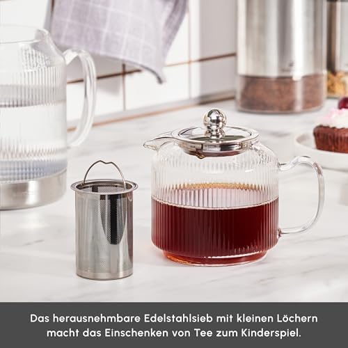 KARACA Kelly Midi Borosilicate Glass Teapot Set with Infuser, 2L Tea Kettle & 1L Teapot with Stainless Steel Strainer, Turkish Tea Maker for Loose Leaf and Herbal Tea, Dishwasher Safe - Image 6