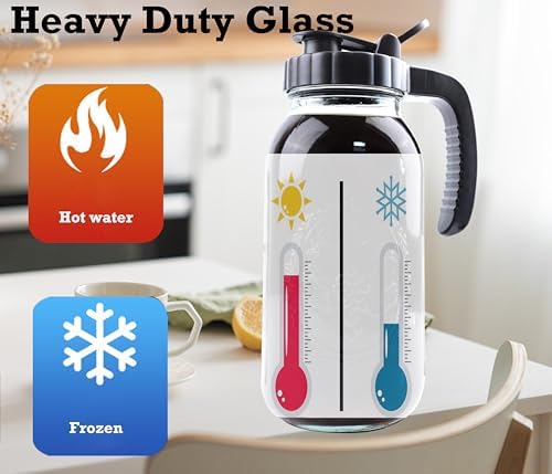 Cold Brew Coffee Maker Half Gallon 2 Set Glass Mason Jar Pitcher With Spout Lid Filter 2 Quart Wide Mouth Iced Tea Brewing Jug Heavy Duty Handle Airtight & Leak-Proof Pitcher For Fridge Sun Tea 64 OZ - Image 6