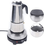 Xuthusman 200ml/300ml/450ml Mocha Coffee Pot+Electric Stove Espresso Coffee Maker Stainless Steel Stovetop Moka Pot,4/6/9cups (silver+black，300ml/6 Cups) - Image 2