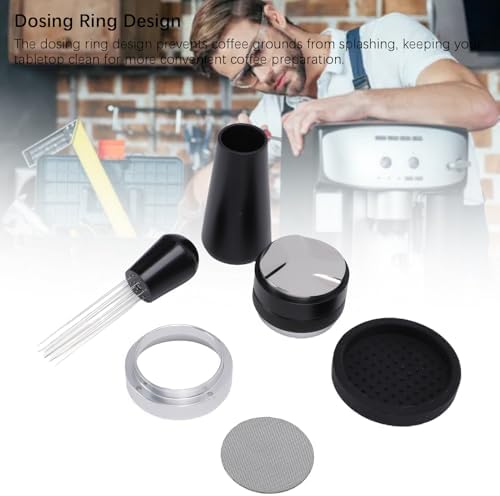 Luocute Espressos Accessories Kit, Coffee Distributor Tamper Leveler Tool Dosing Funnel Set, Double End Coffee Tamper Distributor Silicone Base Puck Screen Powder Dosing Rings Set (51mm) - Image 6