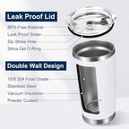 6 Pack 20oz Tumbler Bulk White Stainless Steel Tumbler with Lid - Image 3