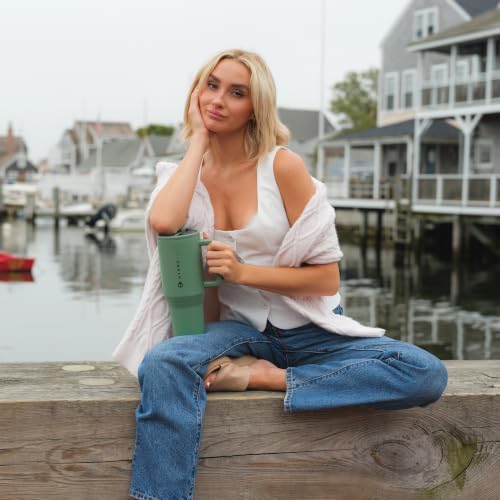 HydroJug Traveler 40oz, Insulated Tumbler with Handle & Straw, Sage - Image 6