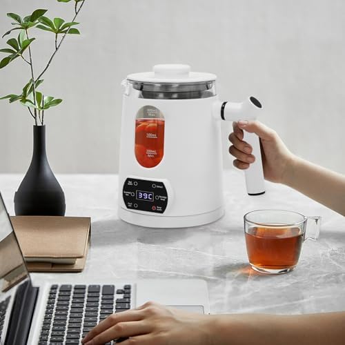 Modern Small Electric Kettle 27Oz with Stainless Steel Tea Steamer Mesh, Stainless Steel Fast Heating Temperature Control Electric Teapot 110V, Water Boiler & Heater Machine for Home Shop (White) - Image 4