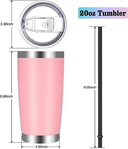 VEGOND 20oz Tumbler with Lid and Straw Stainless Steel Tumbler Cup Bulk Vacuum Insulated Double Wall Travel Coffee Mug Powder Coated Coffee Cup, Pink, 12 Pack - Image 4