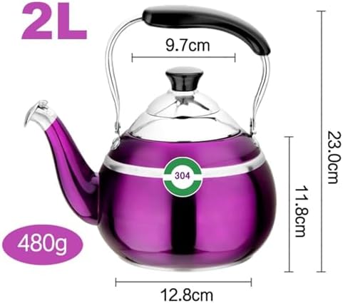 Whistling Tea Kettle, Food Grade Stainless Steel Tea kettle for Stove Top with Ergonomic Handle for Gas, Induction, Electric Stove Tops(Purple,2L) - Image 2
