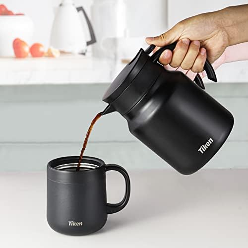 Tiken 34 Oz Thermal Coffee Carafes For Keeping Hot, Double Wall Stainless Steel Insulated Coffee Carafe, 1 Liter Beverage Pitcher (Matte Black) - Image 6