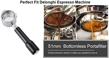 51mm Bottomless Portafilter Compatible with DeLonghi EC680 EC685 Espresso Machine Stainless Steel Portafilter Along with Espresso Filter Basket Coffee Bottomless Handle-ABS Plastic - Image 6
