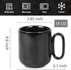 vicrays Ceramic Coffee Mug Set - 18 Ounce Large Stoneware Mug for Men Women - Unique Glazed Porcelain Mugs with Handle for Coffee Latte Tea Milk Cocoa - Set of 4 (Black) - Image 4