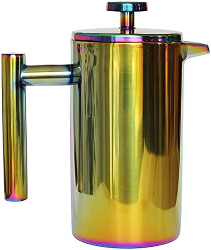 French Press Coffee Maker – Stainless Steel Coffee Maker Double Walled French Press Rainbow 34oz/1L - Image 3