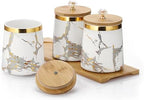 JUXYES Set of 3 Marble Spices Sugar Coffee Tea Canister with Airtight Lid by JUXYES