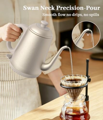 Gooseneck Electric Kettle 1L, 1000W, Pour-Over Coffee & Tea (Gold) - Image 7