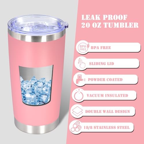 20 oz Tumbler Insulated Tumblers Stainless Steel Coffee Mug,Pink 12PCS - Image 3