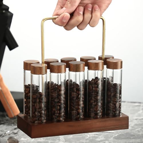 CHILDWEET Glass Coffee Bean Storage Tubes Set with Lids and Stand - Image 6