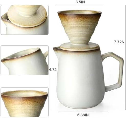 Pour Over Coffee Maker,Ceramic Coffee Maker 20oz Pour Over Coffee Dripper - Image 2