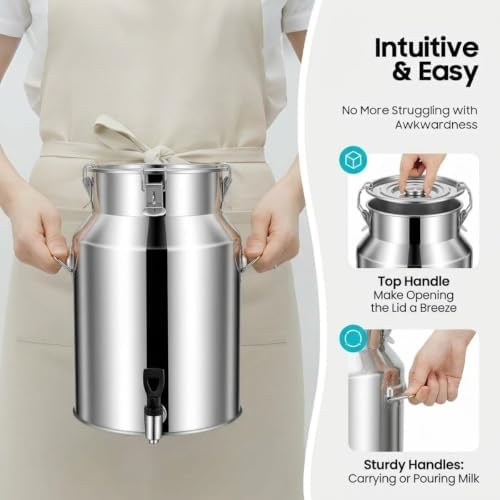 Stainless Steel Milk Can Milk Bucket, Wine Pail Bucket with Spigot - Image 5