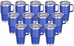 20 oz Stainless Steel Tumbler with Handle Bulk Metal Insulated Tumblers Travel Coffee Mug with Handle Double Wall Tumbler Cup with Lid and Straw, Blue 12 Pack by Abbrevi