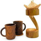 Bamboo Coffee Drip Set, 4" Basket with Lid + 2 Cups and 2 coasters + Bamboo Design Drip Base, Eco-Friendly Pour-Over Coffee Kit, Sustainable Brewing Accessories - Image 5