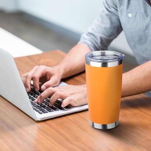 20oz Tumbler with Straw and Brush, Stainless Steel Vacuum Insulated tumbler, Double Wall Insulated Coffee Tumbler for Outdoor, Home, Travel,Office (Orange,4pcs) - Image 5