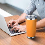 20oz Tumbler with Straw and Brush, Stainless Steel Vacuum Insulated tumbler, Double Wall Insulated Coffee Tumbler for Outdoor, Home, Travel,Office (Orange,4pcs) - Image 5