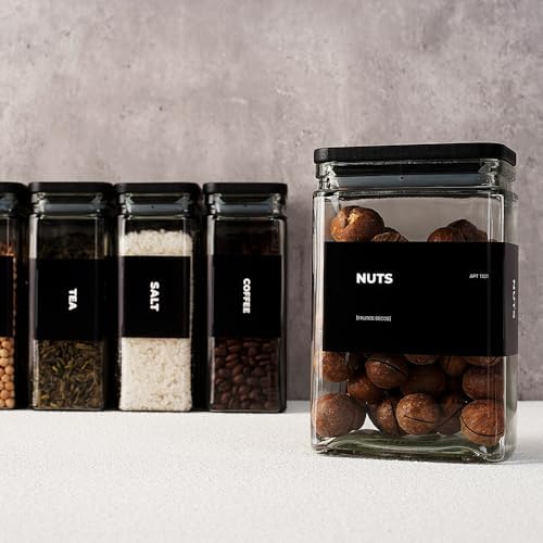 APT 1101 Glass Storage Jars with Bamboo Lid, glass canisters with airtight lids, Clear jars with lids for Spice, Cookie, Candy, Tea, Coffee Bean and Rice (Black, 26 oz, Set of 6) - Image 3