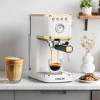 CHULUX Slim Espresso Machine with Milk Frother for Home Latte, White & Gold - Image 5
