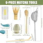 6Pcs Matcha Whisk Set Bamboo Natural Wood Matcha Whisks Kit Elegant Tea Set Includes Scoop Spoon Bowl with Mouth Holder Scoop Sifter Practical Kit for Beginners Tea Making Accessory Home Easy to Clean - Image 2