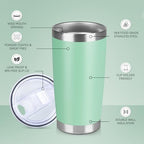 20 oz Tumbler Stainless Steel Tumblers Bulk with Lid Double Wall Insulated Coffee Tumbler Cups for Hot & Cold Drinks Powder Coated Travel Coffee Tumbler Mug Metal (Jade, 12 pack) - Image 2