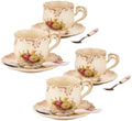 Tea Cups and Saucers Set of 4, 8 Oz (Colorful Floral) by CHILDIKE