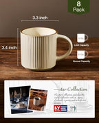 famiware Coffee Mug Set of 8, Star 12 oz Ceramic Mugs Cups Set with Handle - Image 4