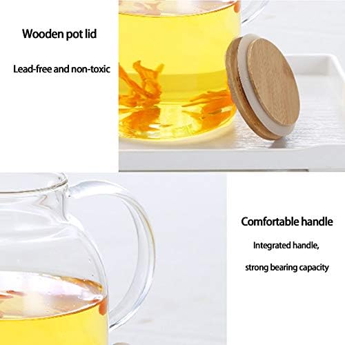 Glass Tea Pot for Loose Tea,Clear Teapots with Removable Filter Spout for Tea Coffee Lemonade and Ice Teapot,Teapot + Four Cups - Image 5