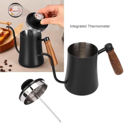 Gooseneck Kettle, 500ML Stainless Steel Pour Over Coffee Kettle with Thermometer, Small Stove Top Water Boiler for Tea Hot Chocolate and Home Camping Brewing - Image 2