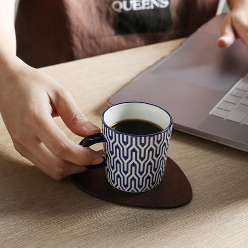 Selamica Ceramic 5 Oz Espresso Cups Set of 4, Vintage Blue - Image 5