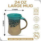 Clay in Motion Handmade Ceramic Mug 24 oz, Large Coffee Mug, Hand Painted Stoneware, Dishwasher Microwave & Oven Safe, Lead-Free, Made in USA Since 1981 (Island Oasis) - Image 2