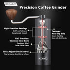 Manual Coffee Grinder, Burr Coffee Bean Grinder with CNC Stainless Steel Burr, Aluminum Alloy Body, Magnetic Wooden Handle, Adjustable Hand Coffee Grinder for Espresso, Pour Over, French Press - Image 6