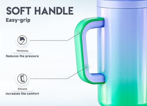 Meoky 50 oz Tumbler with Handle, Tumbler with Lid and Straw, Insulated Stainless Steel Travel Mug, 100% Leak-proof, Keeps Cold for 36 Hours or Hot for 12 Hours (Fairyland) - Image 4